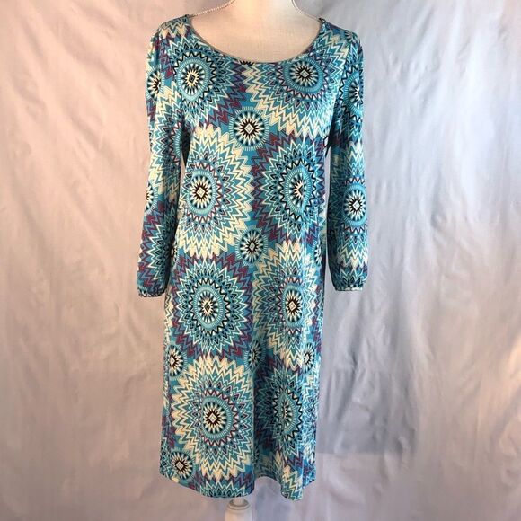 Felicity & Coco Jersey Multi Color Shift Dress 3/4 Length Sleeves M - Picture 1 of 10